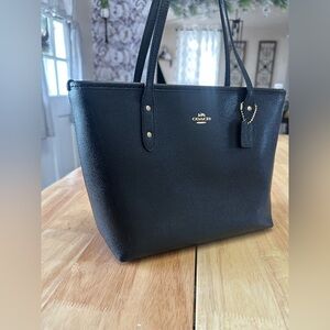 Coach Black Leather Small City Tote